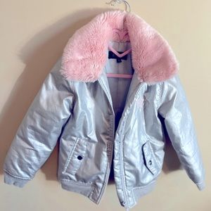 NWOT’s Buffalo David Botton Silver Girls Jacket w/ Pink Faux Fur